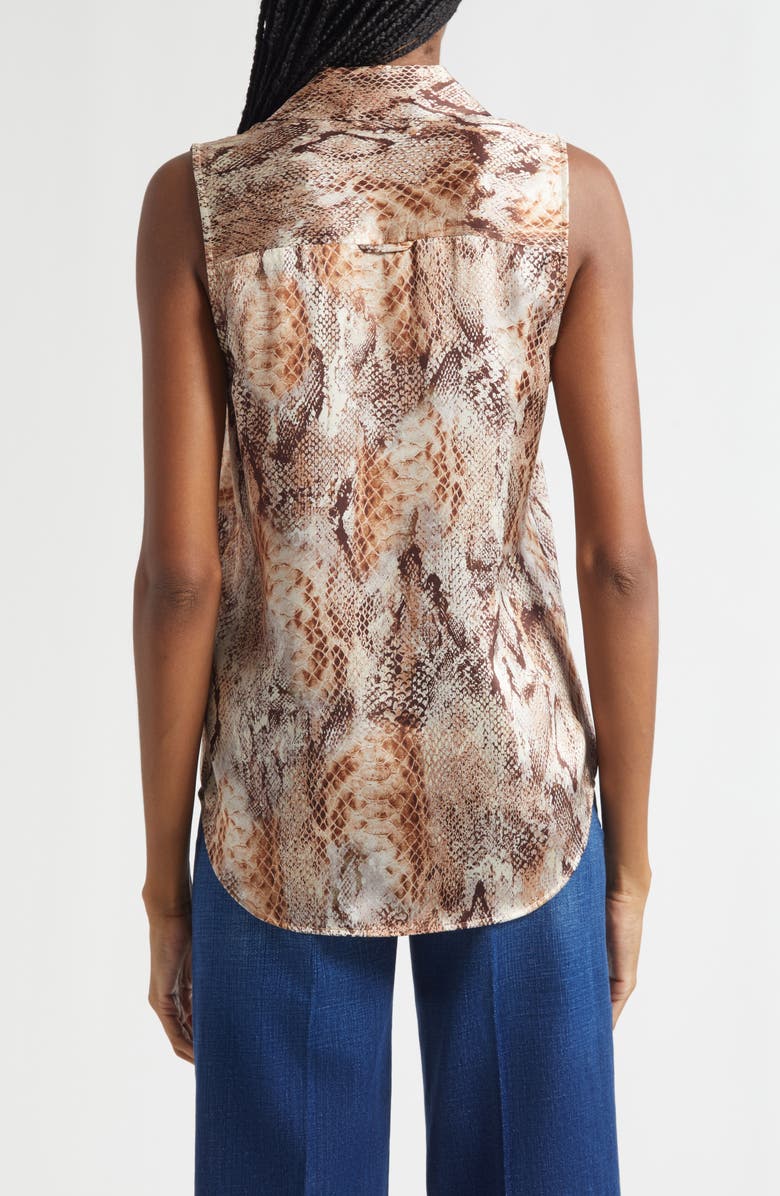 L'AGENCE Emmy Snakeskin Print Sleeveless Silk Shirt, Alternate, color, Tan Multi Western Snake