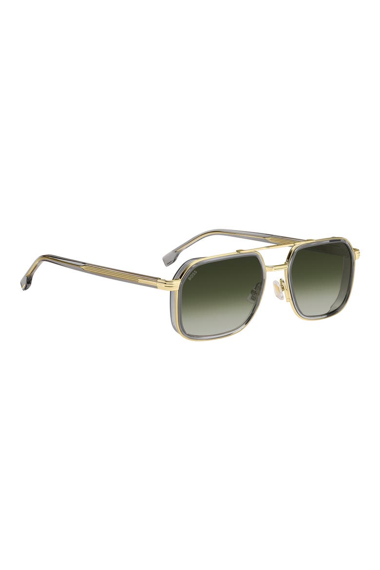 55mm Rectangular Sunglasses, Alternate, color, GREY GOLD/ GREEN SHADED