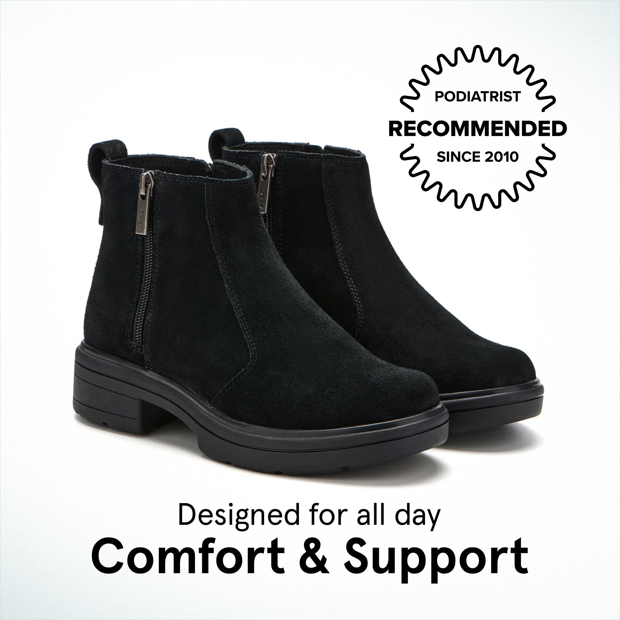ABEO Vista Zip, Alternate, color, Black Suede - Metatarsal