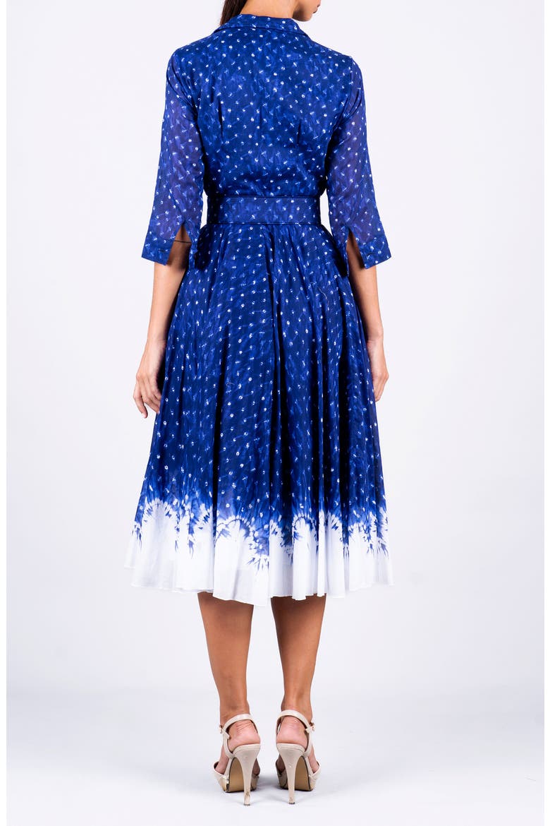 Shibori Midnight Border A-Line Midi Shirtdress, Alternate, color, Admiral Blue