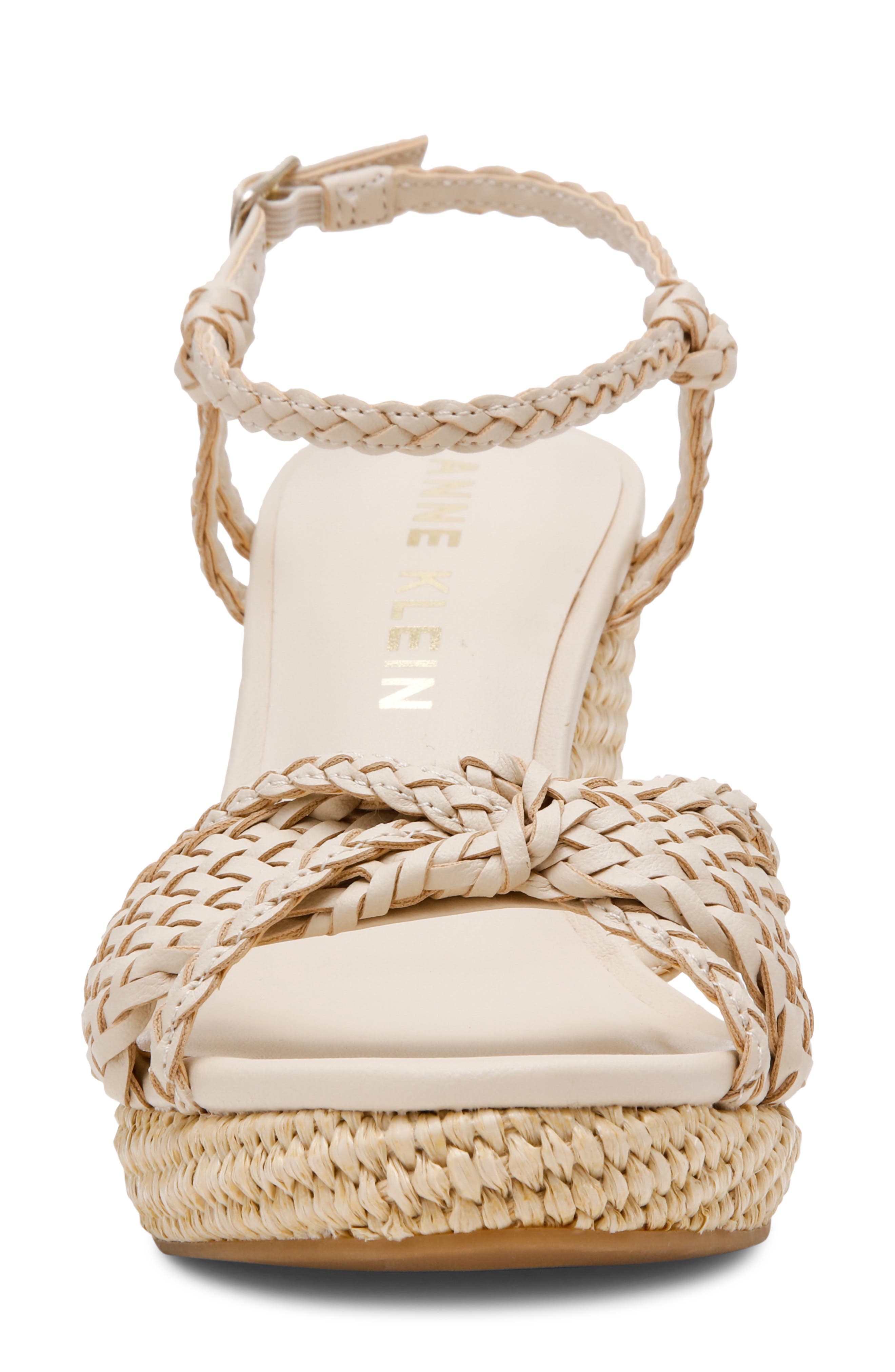 Anne Klein Vow Braided Wedge Sandal, Alternate, color, Bone Woven