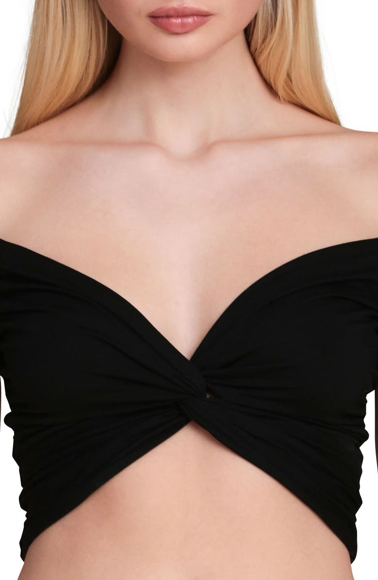 Avec Les Filles Off the Shoulder Crop Top, Alternate, color, Black