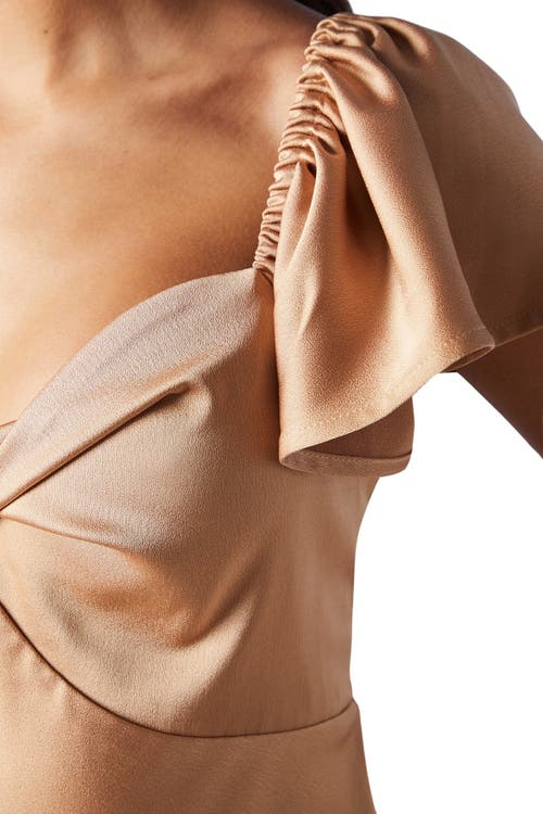 Oasis Angel Sleeve Bridesmaid Dress In Brown