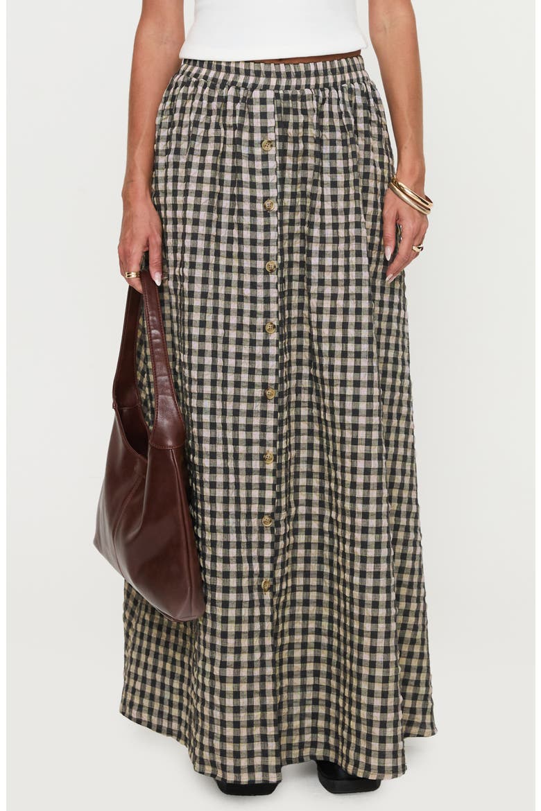 Cartmel Check Maxi Skirt, Main, color, BLACK / CREAM