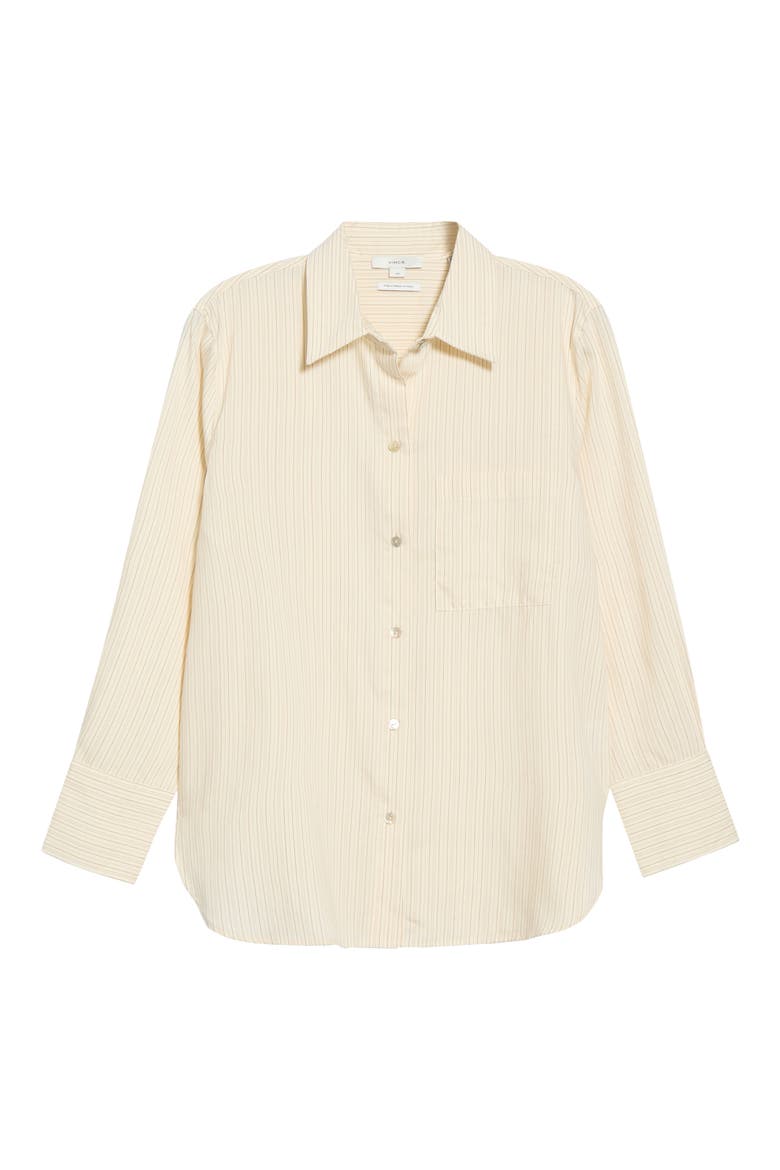 Striped Long Sleeve Shirt, Alternate, color, CREAM/ BROWN