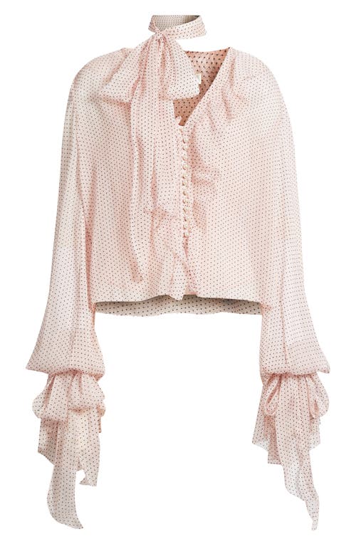 Loveshackfancy Linette Dot Print Woven Shirt In Pink