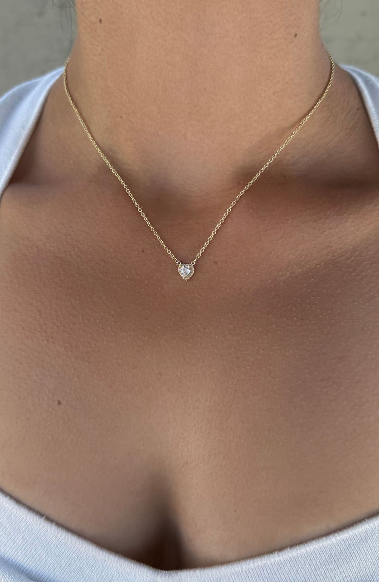 Adornia Cubic Zirconia Halo Heart Pendant Necklace, Alternate, color, Gold