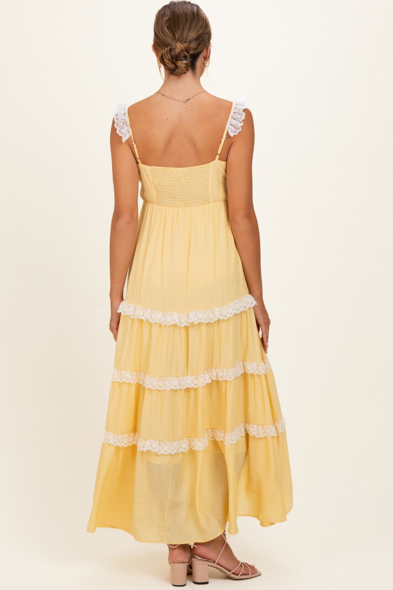Lace Trim Tiered Maxi Dress, Alternate, color, Yellow