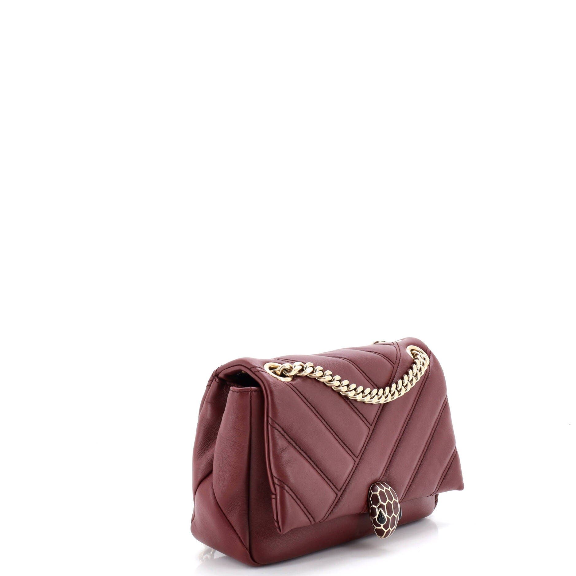 Serpenti Cabochon Shoulder Bag Diagonal Quilted Leather Small, Alternate, color, Red