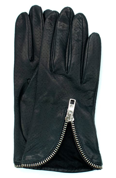 Zip Cuff Leather Gloves
