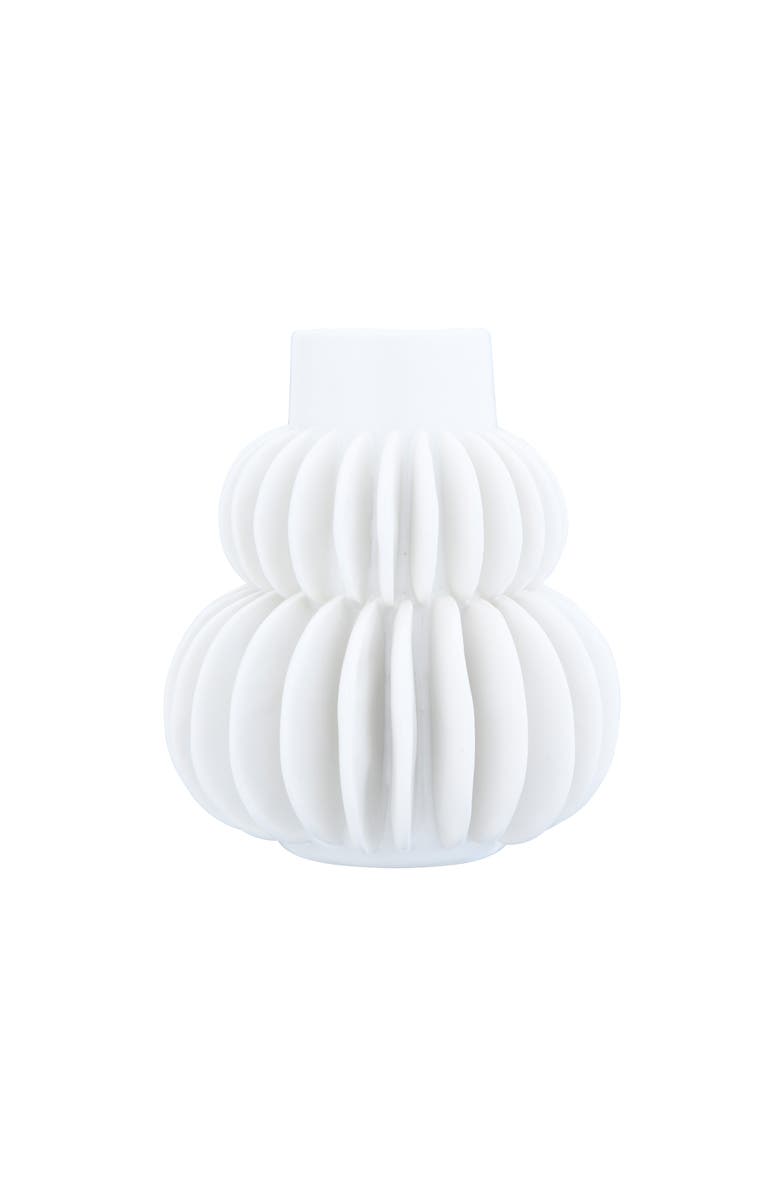 Storied Home Stoneware Vase with Half Circle Pleated Design, White, Main, color, White