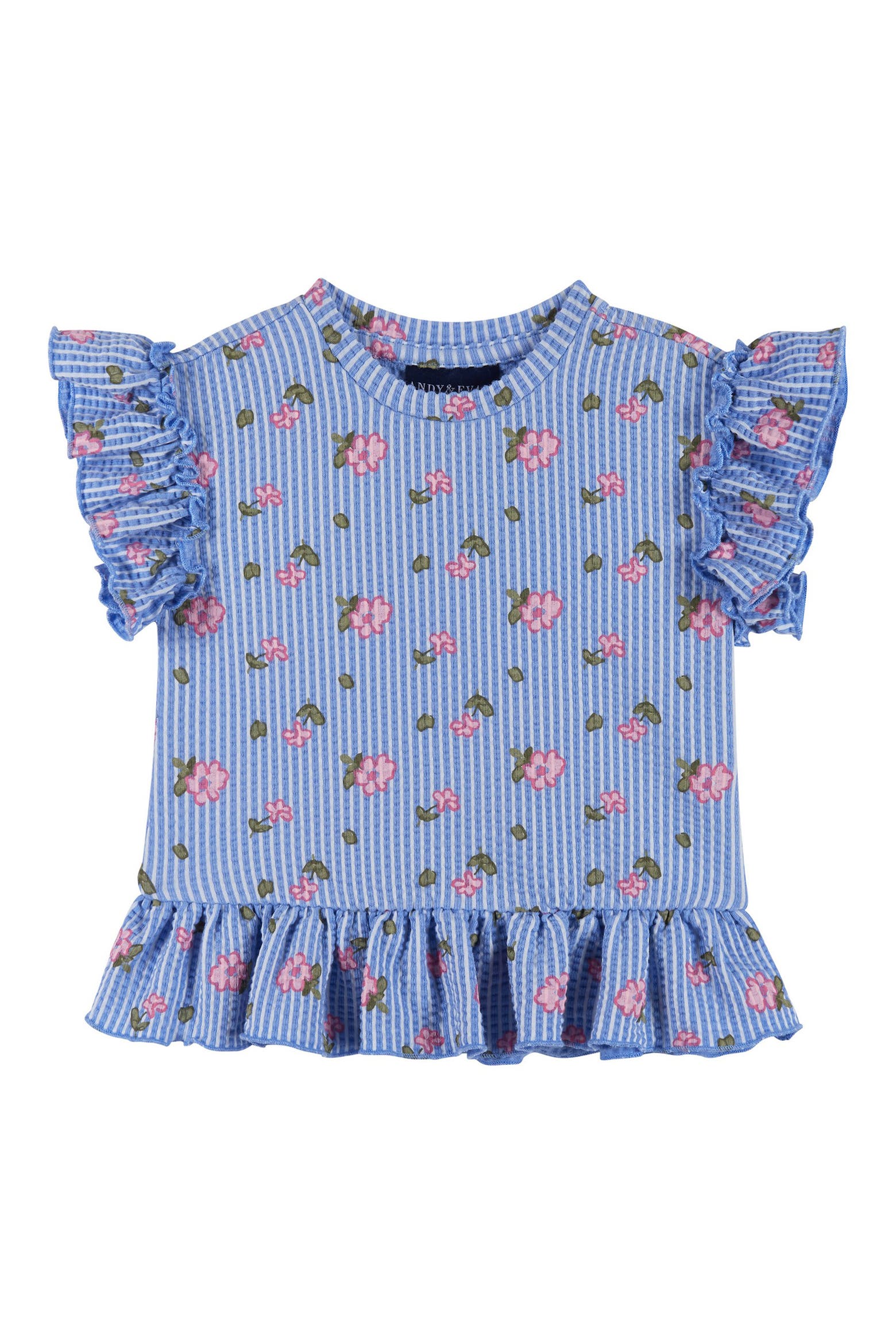 Top Set Method Andy & Evan Ruffle Seersucker Top & Pants Set | Nordstromrack
