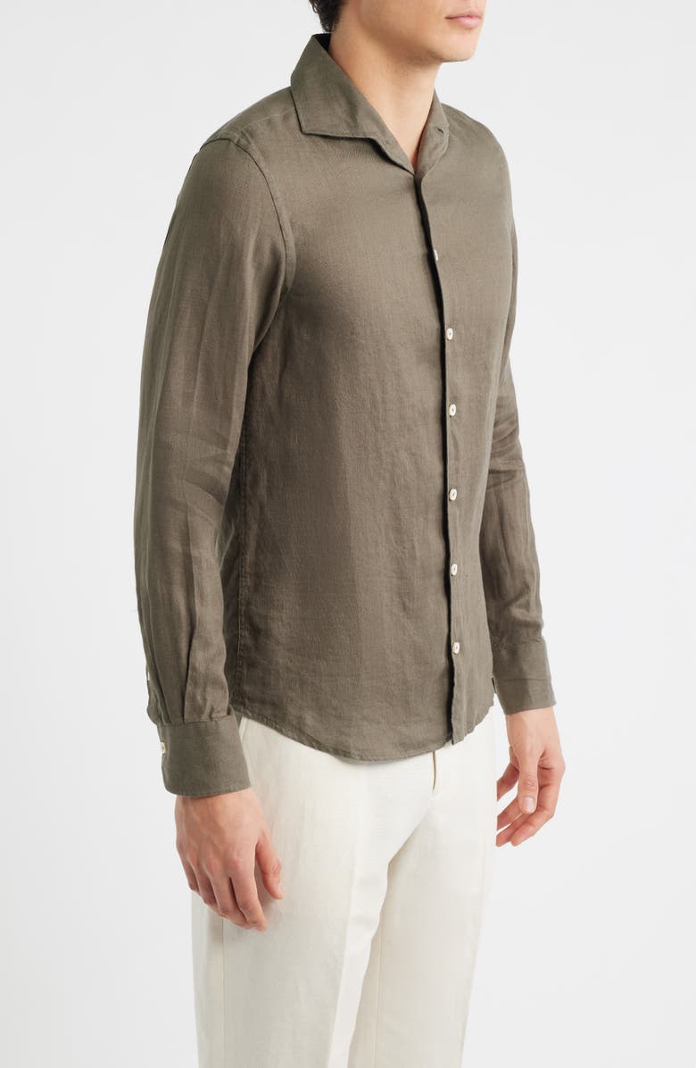 Aurélien Seaside Linen Button-Up Shirt, Alternate, color, Olive