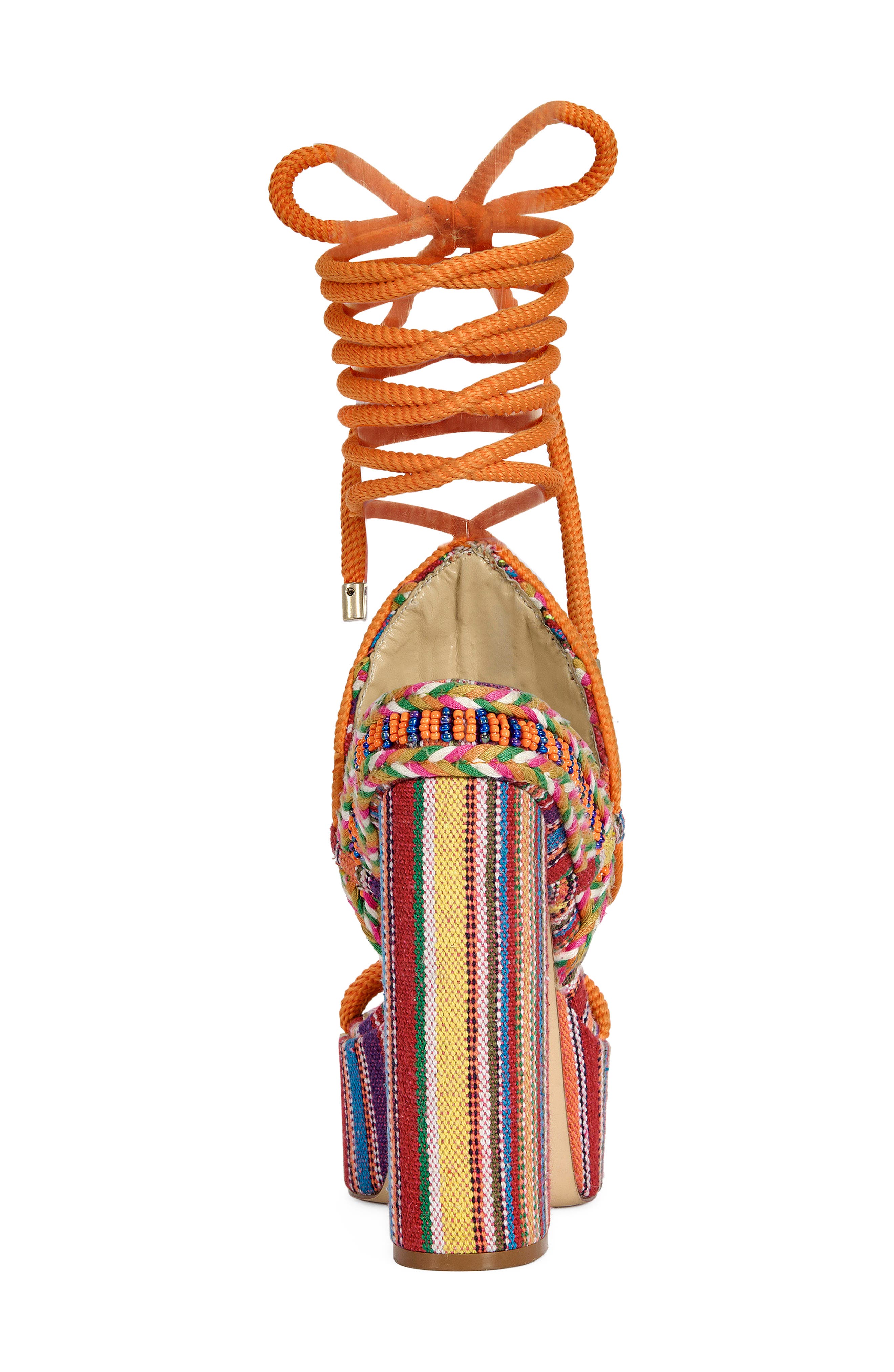 AZALEA WANG Kalina Platform Ankle Tie Sandal, Alternate, color, Multi