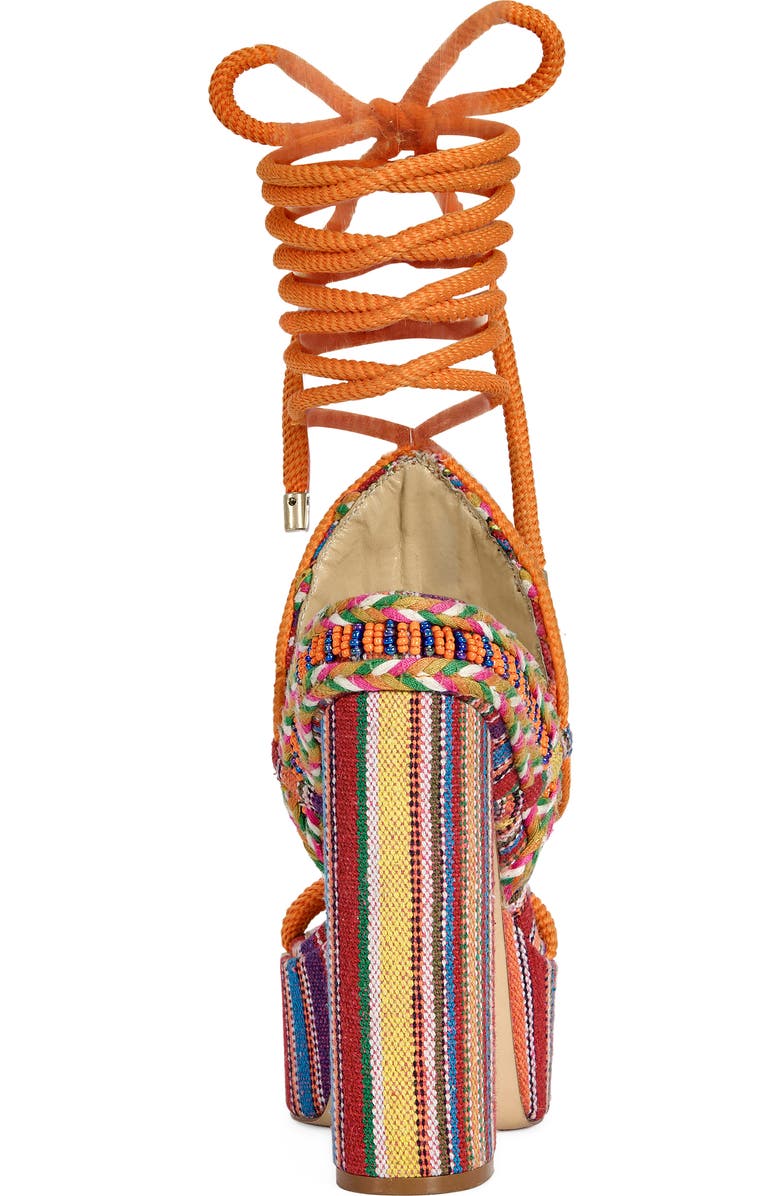 AZALEA WANG Kalina Platform Ankle Tie Sandal, Alternate, color, Multi
