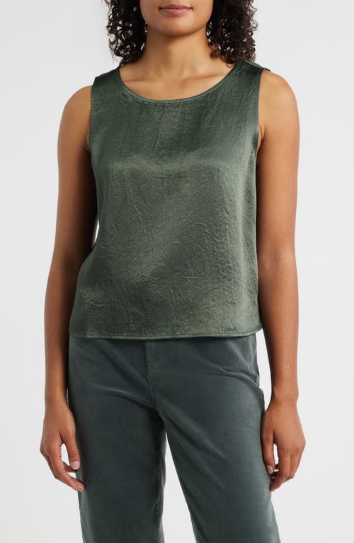 Eileen Fisher Crinkle Satin Shell Top In Green