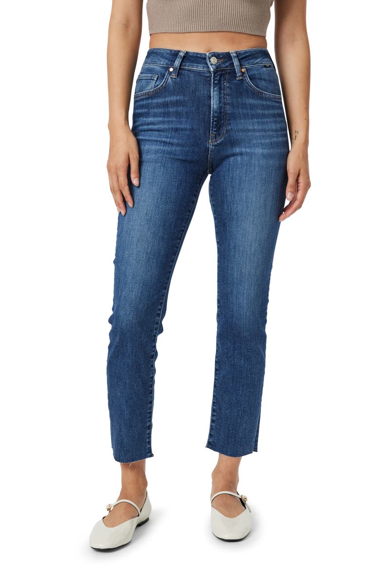 Mavi Jeans Viola Raw Hem High Waist Ankle Straight Leg Jeans, Main, color, 