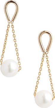 Poppy Finch Hourglass Cultured Pearl Drop Earrings