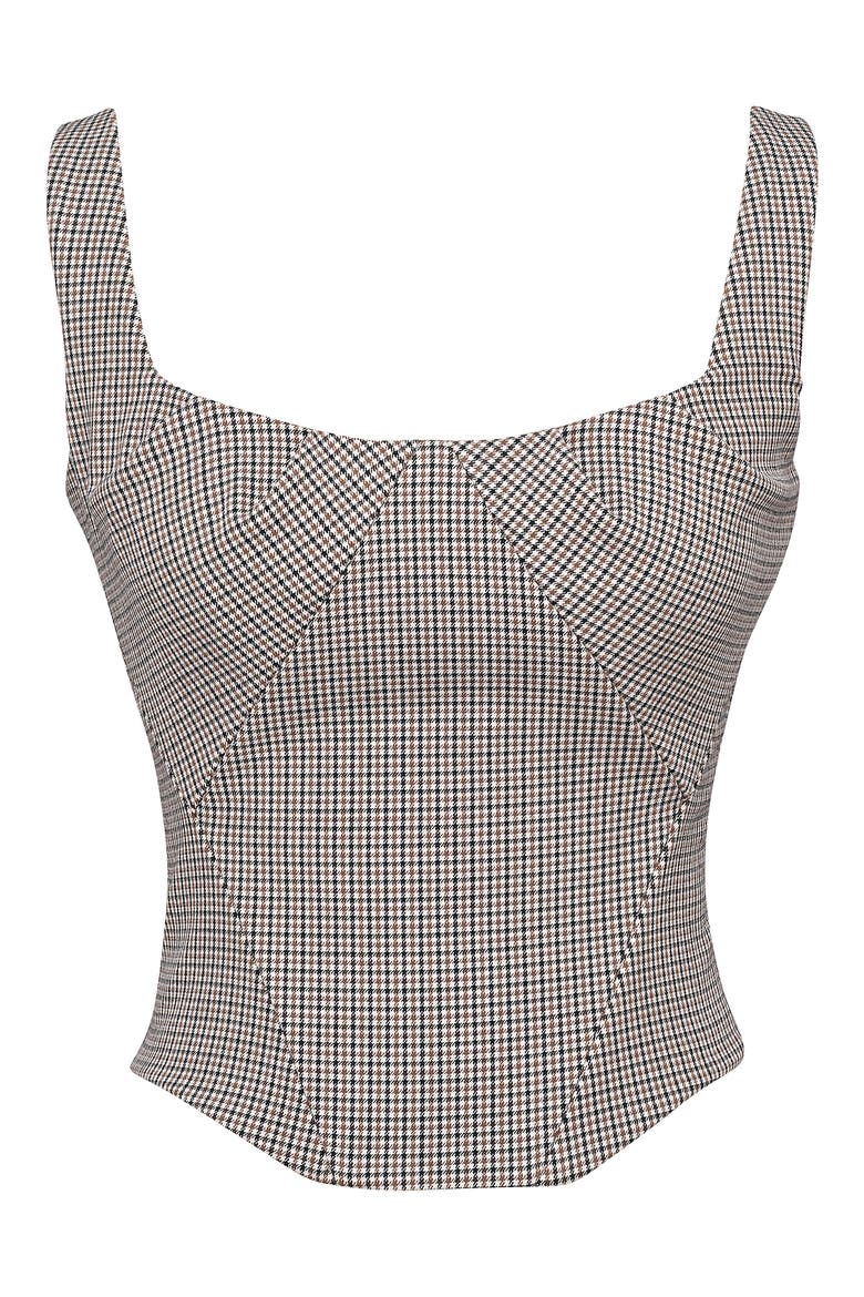 Selma Lace-Up Corset Top, Alternate, color, BROWN CHECK
