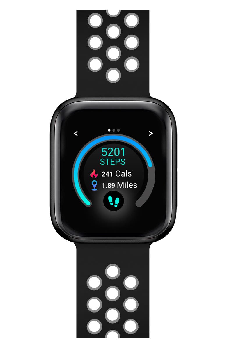 I TOUCH Men's iTouch Air 3 Touchscreen Smartwatch Fitness Tracker: Black Case with Black/Grey Perforated Strap, 44mm, Alternate, color,