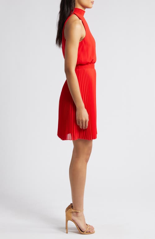 SAM EDELMAN SAM EDELMAN MOCK NECK PLISSÉ SKIRT MINIDRESS 