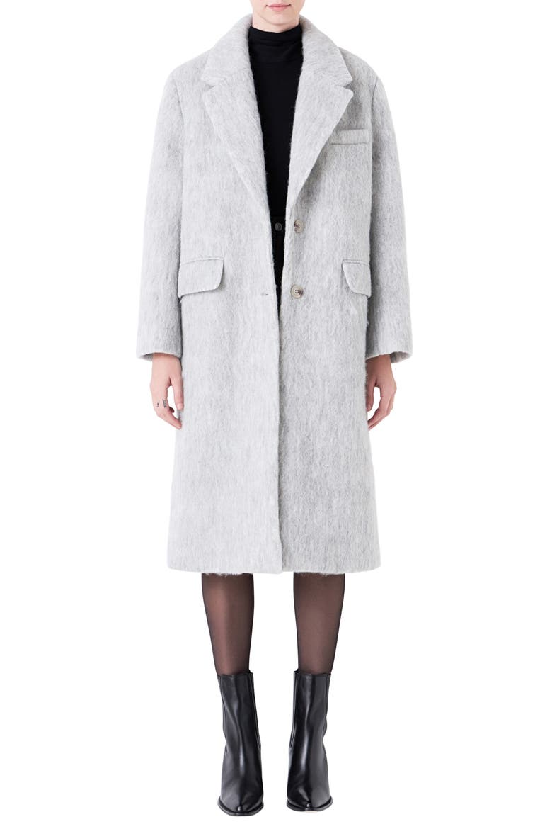 Oversize Longline Wool Blend Coat, Main, color, HEATHER GREY