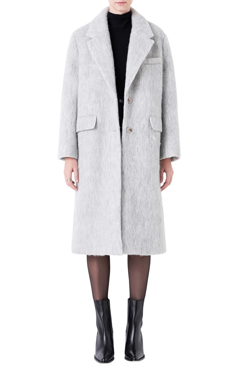 Grey Lab Oversize Longline Wool Blend Coat, Main, color, Heather Grey