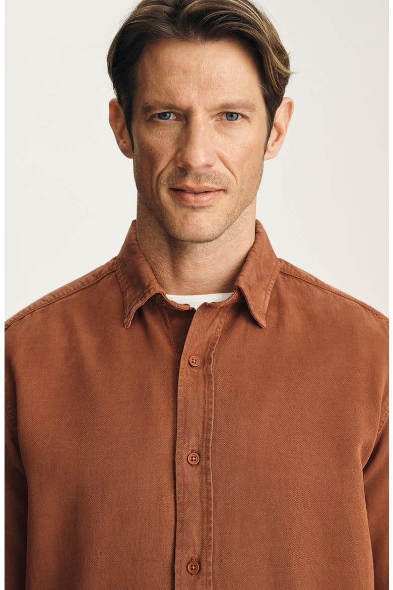 Tencel Blend Button Up Shirt, Alternate, color, TERRA COTTA