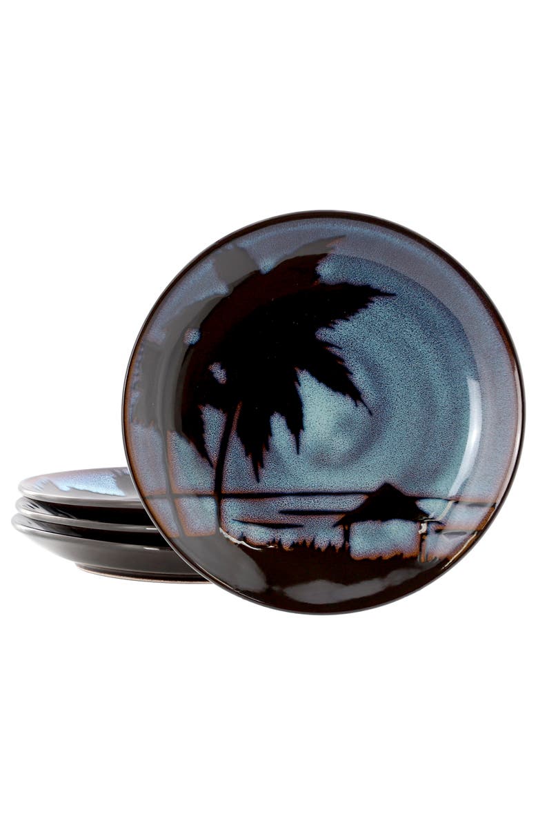 Gibson Elite Sunset 4 Piece 8 Inch Round Stoneware Dessert Plate Set, Main, color, Blue