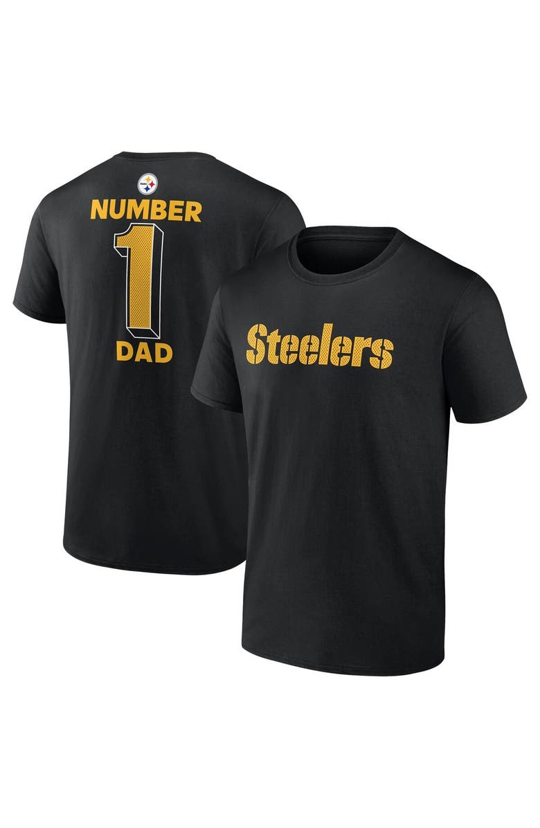 FANATICS Men's Fanatics Black Pittsburgh Steelers Big & Tall Number One Dad T-Shirt, Alternate, color, Black