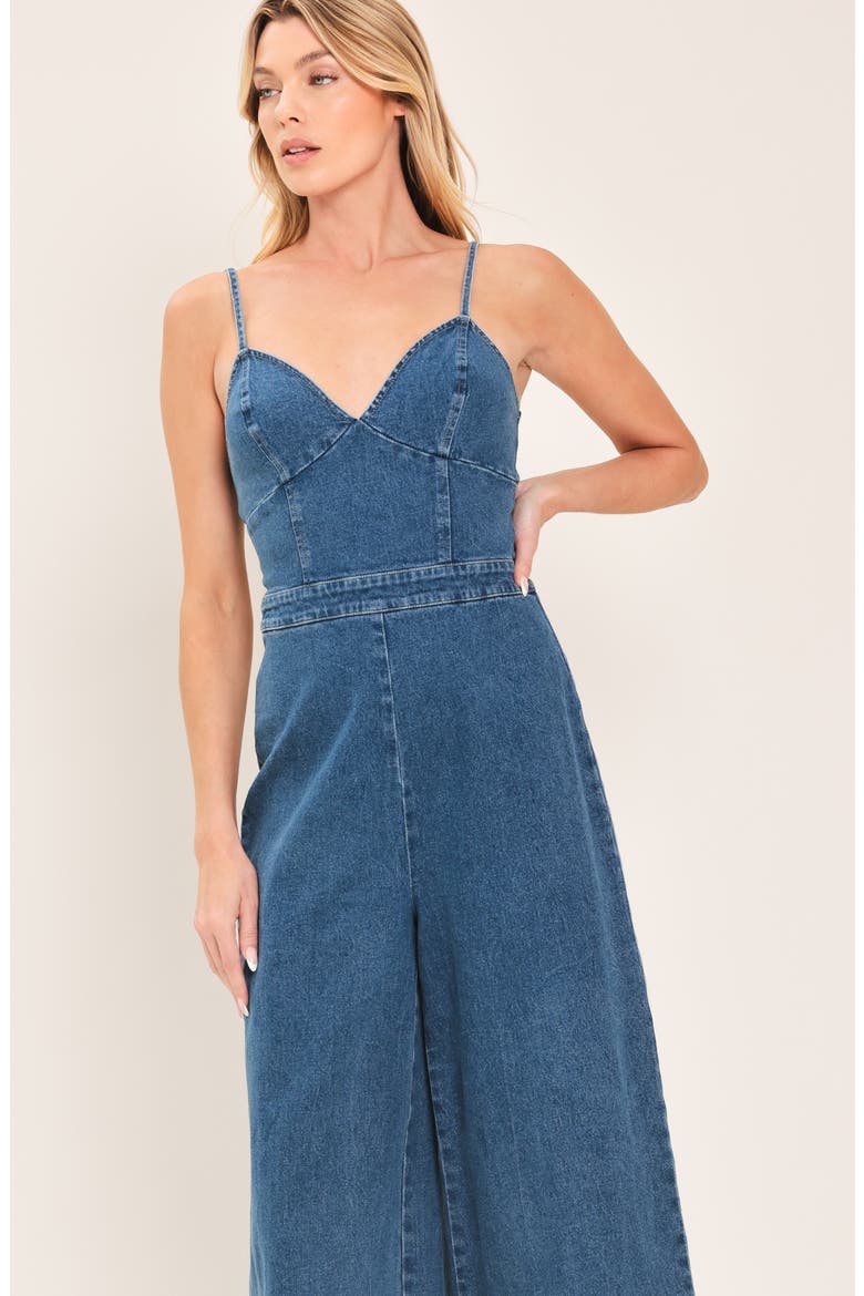 Denim Wide Leg Jumpsuit, Alternate, color, MEDIUM INDIGO