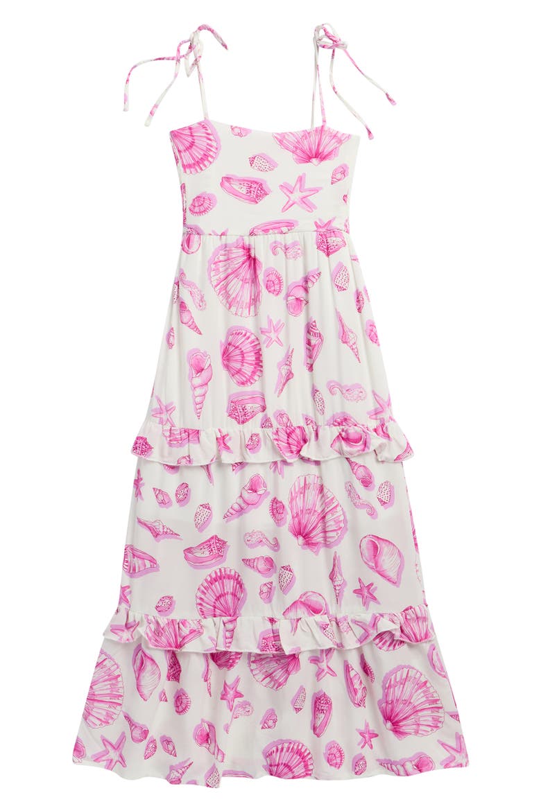 Kids' Ruffle Tie Strap Maxi Dress, Main, color, FUCHSIA