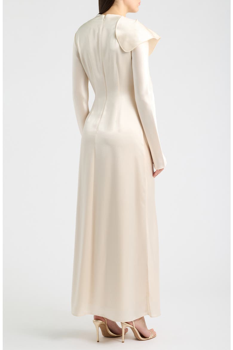Ramwark Long Sleeve Satin Gown, Alternate, color, PEARL