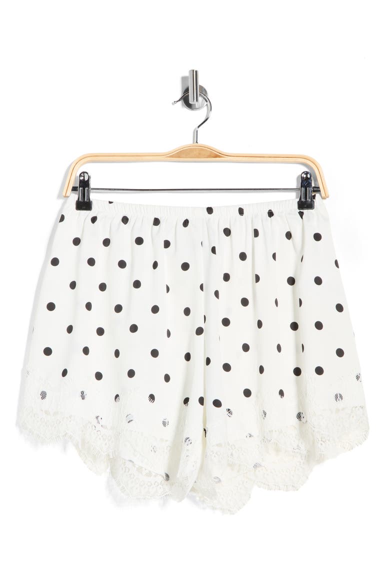 Lace Inset Shorts, Alternate, color, IVORY POLKA DOT