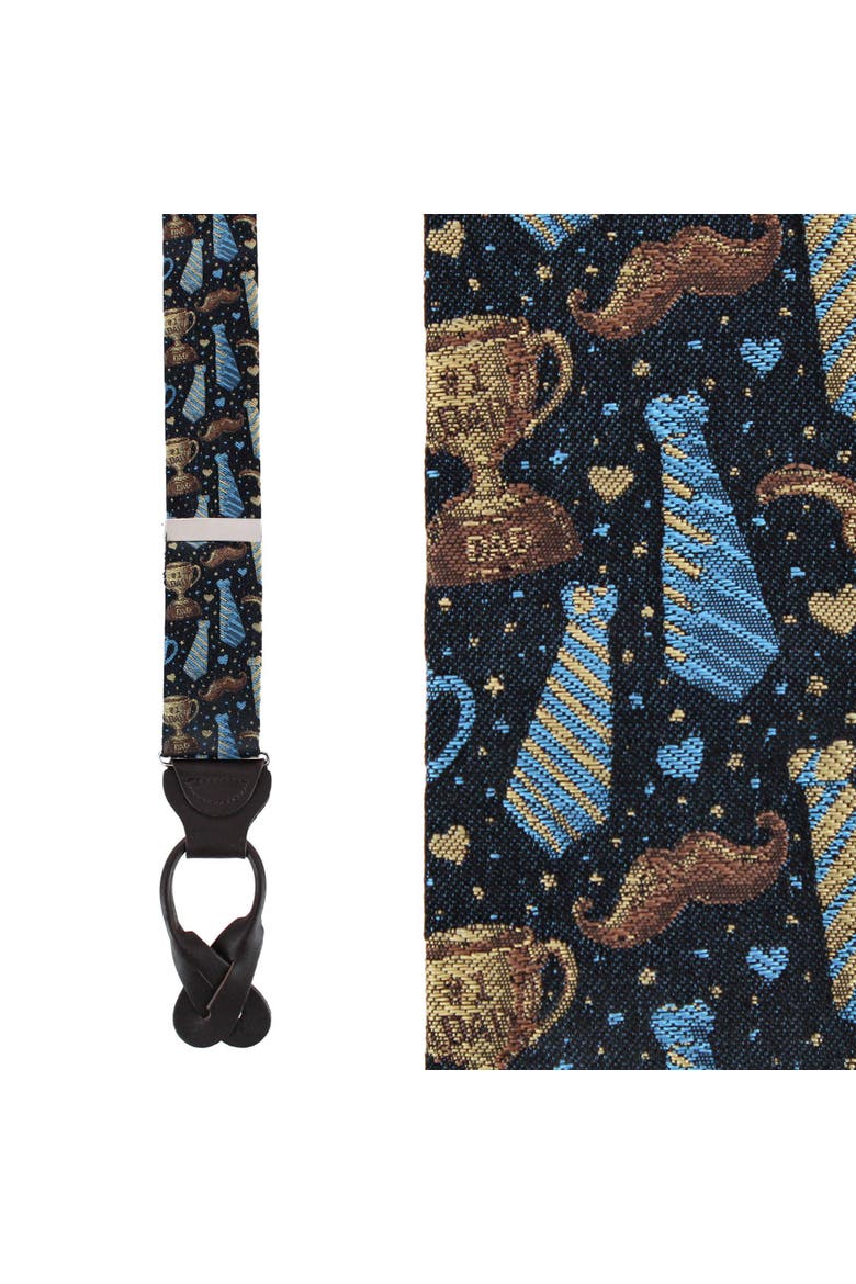 Father Knows Best Silk Button End Suspenders, Main, color, Navy Blue