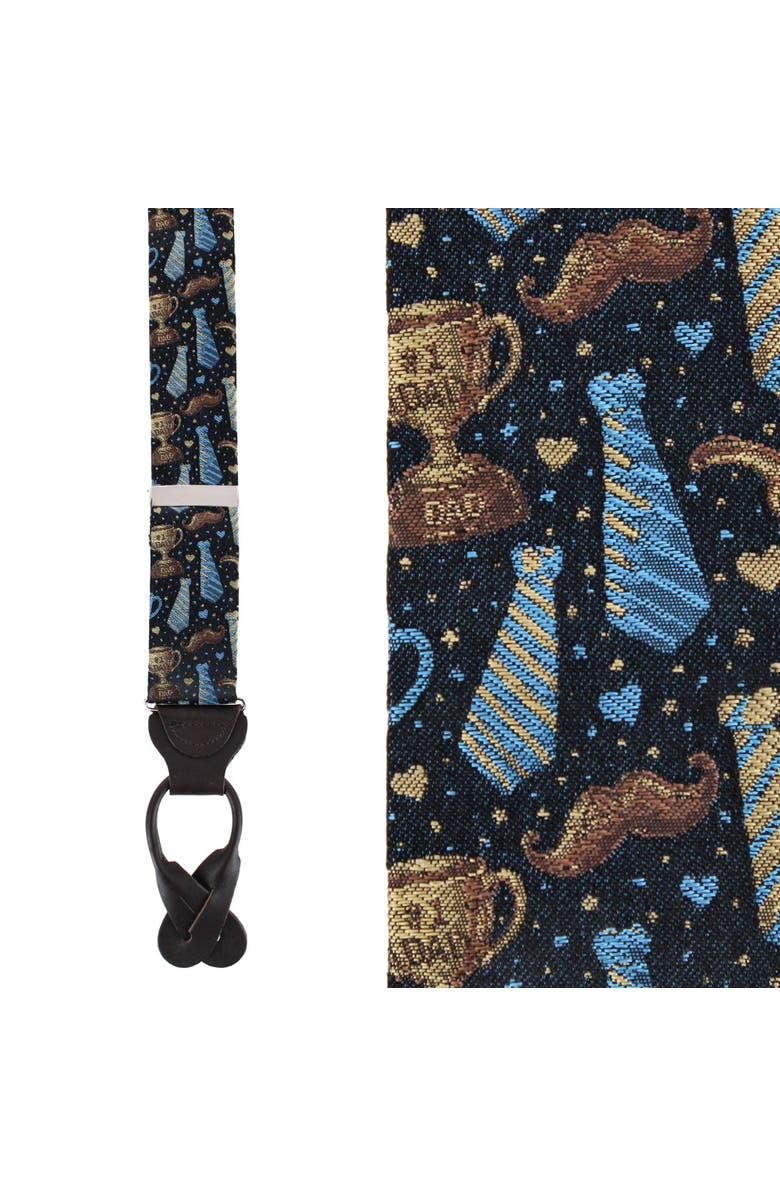 Trafalgar Father Knows Best Silk Button End Suspenders, Main, color, Navy Blue