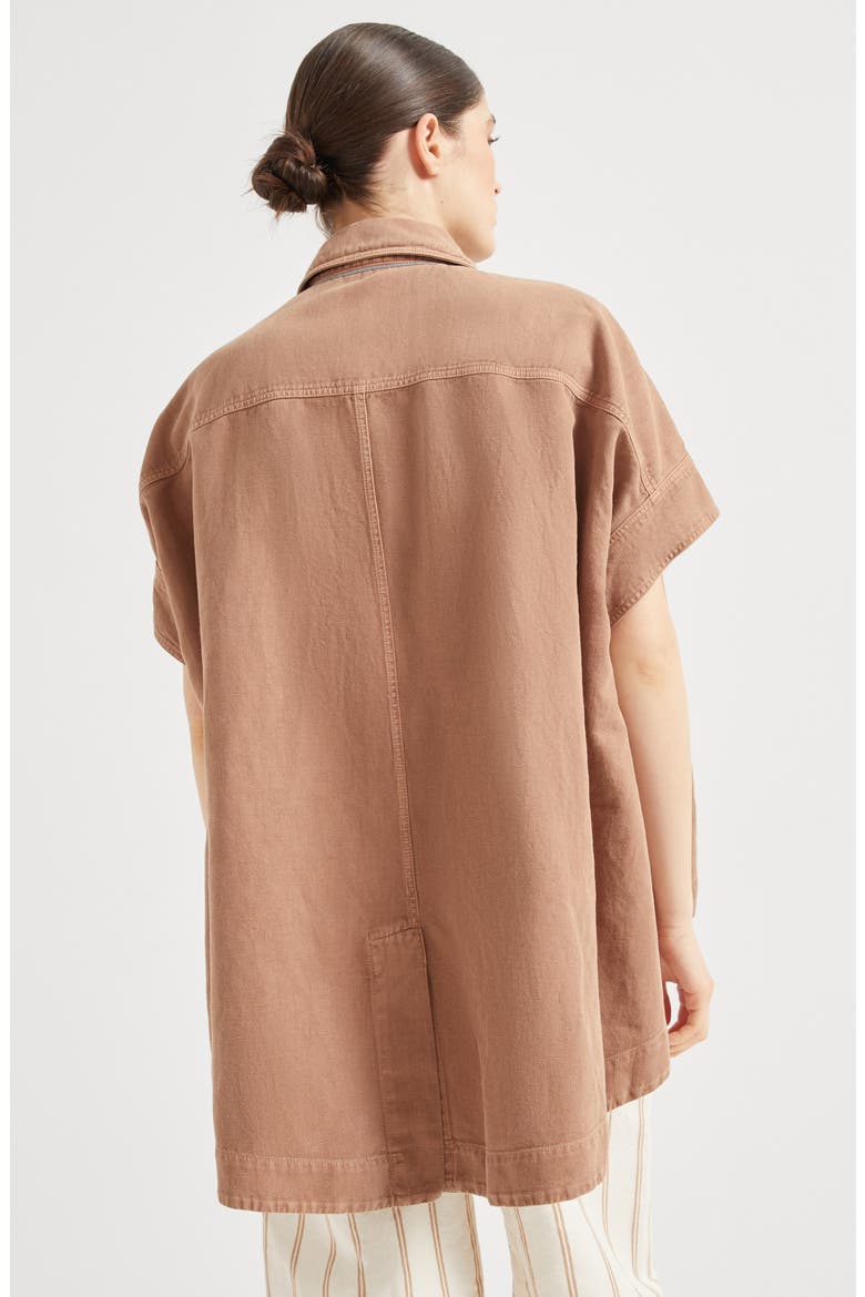 Overshirt with monili, Alternate, color, Rust Brown
