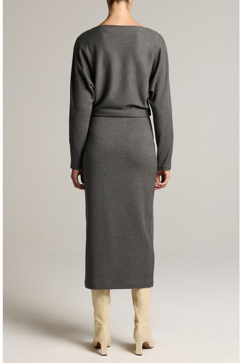 Off the Shoulder Midi Dress, Alternate, color, DK H GREY
