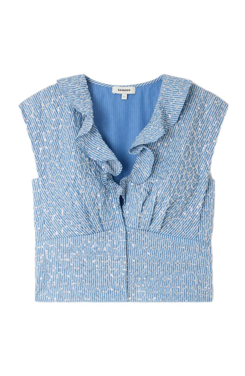 SANDRO Sequin top, Alternate, color, Blue