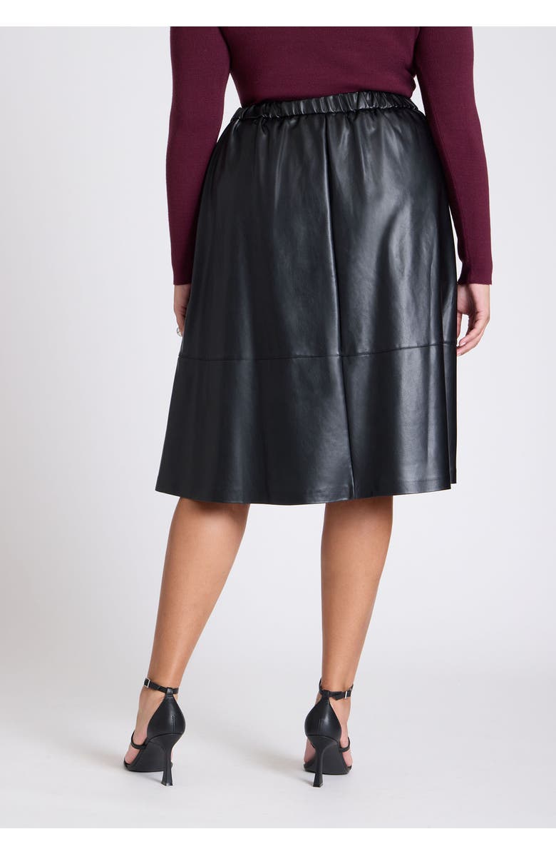 ELOQUII Faux Leather Full Midi Skirt, Alternate, color, Black