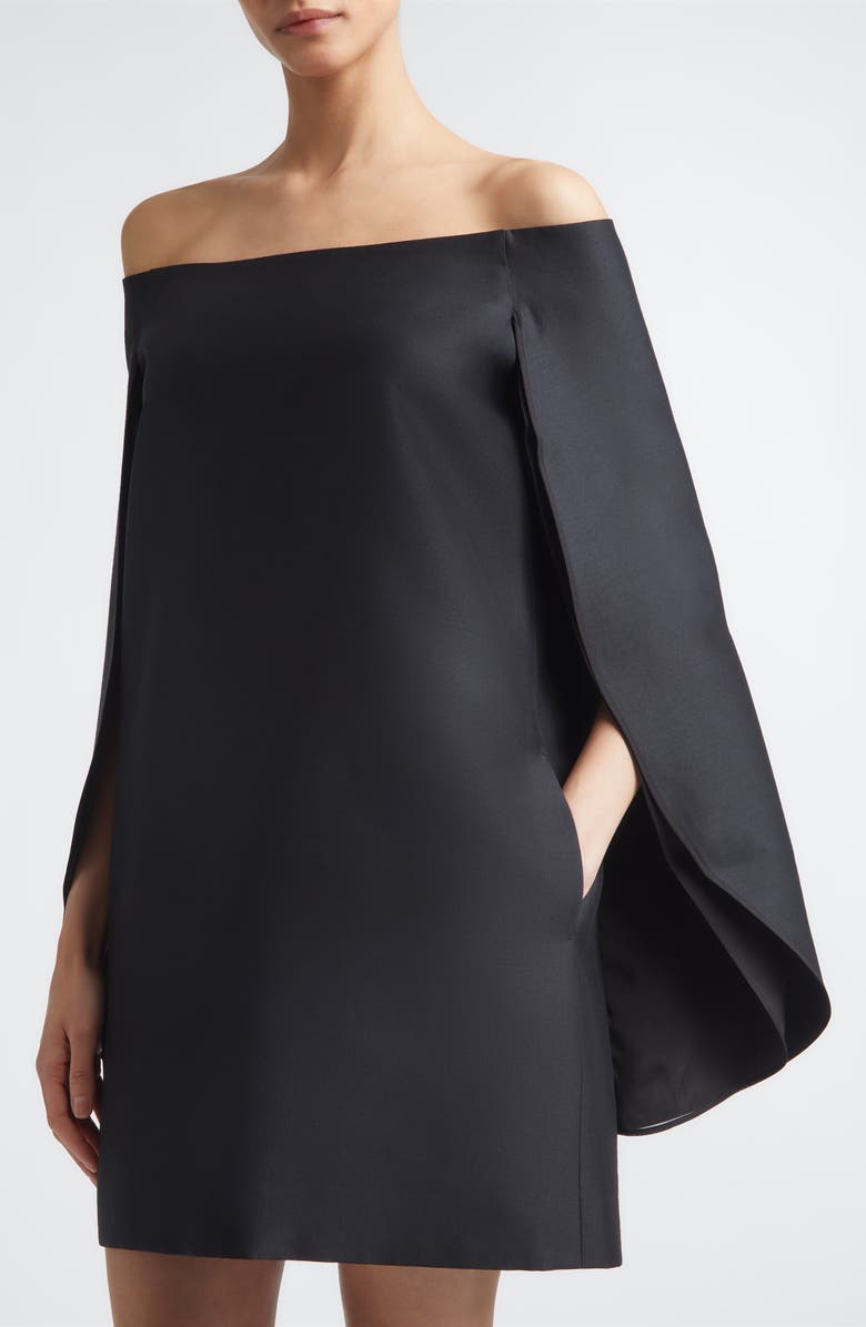 GIA STUDIOS Dove Wool & Silk Off the Shoulder Dress, Alternate, color, Black