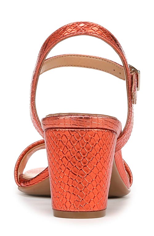 Naturalizer Bristol Block Heel Ankle Strap Sandal In Orange Metallic Snake Print