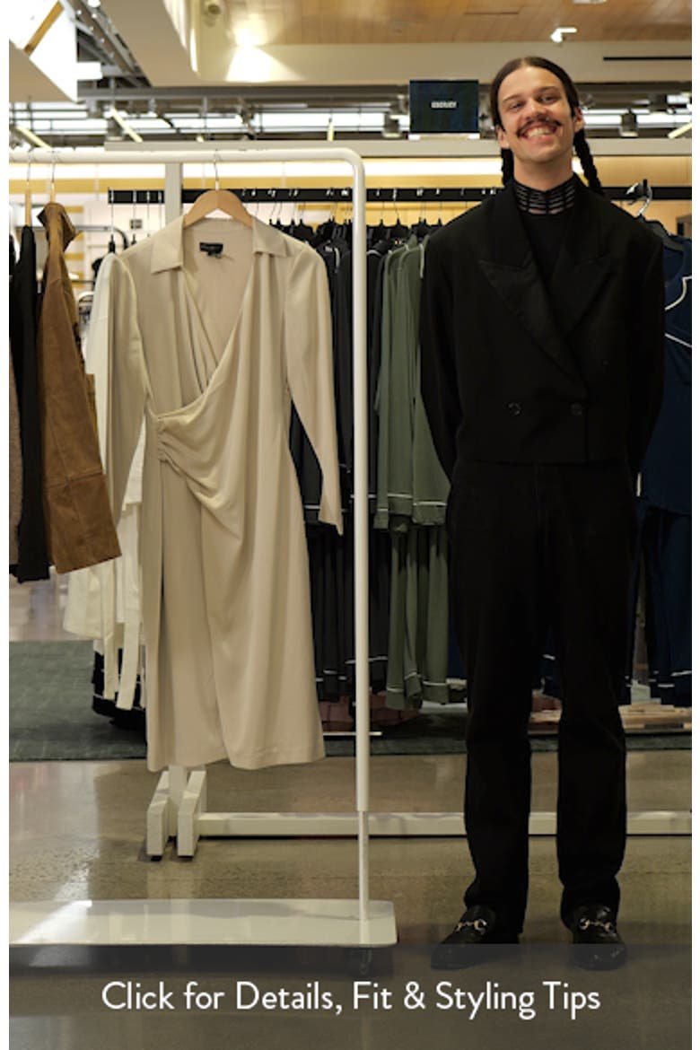 Long Sleeve Faux Wrap Satin Dress video