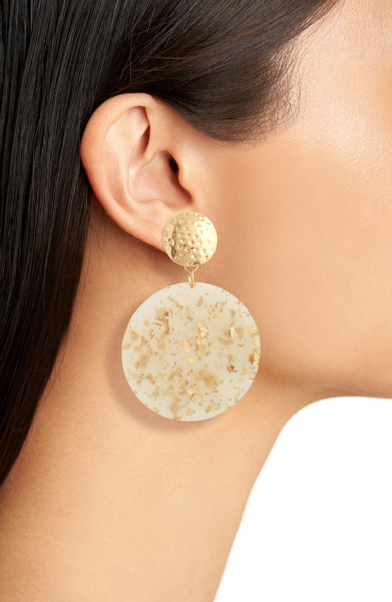 BP. Glitter Resin Disc Drop Earrings, Alternate, color, 