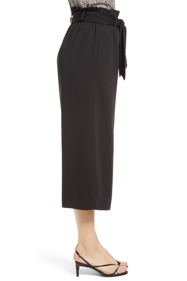 x BFF Maddie Paperbag Waist Culottes, Alternate, color, BLACK