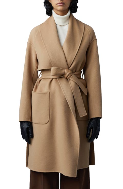 Thalia Double Face Tie Waist Wool Coat