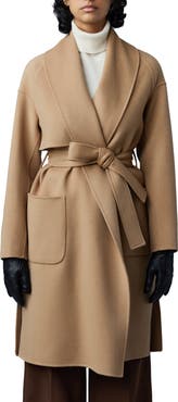 Mackage Thalia Double Face Tie Waist Wool Coat