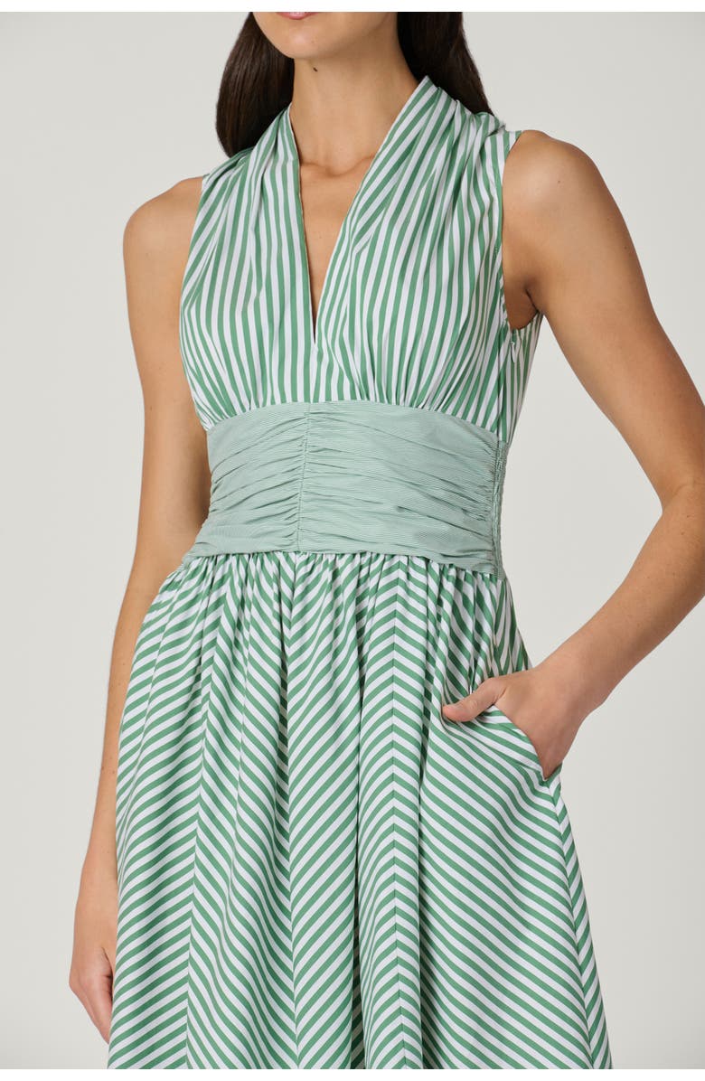Shoshanna Pinstripe Miriam Dress, Alternate, color, Pistachio/Ivory