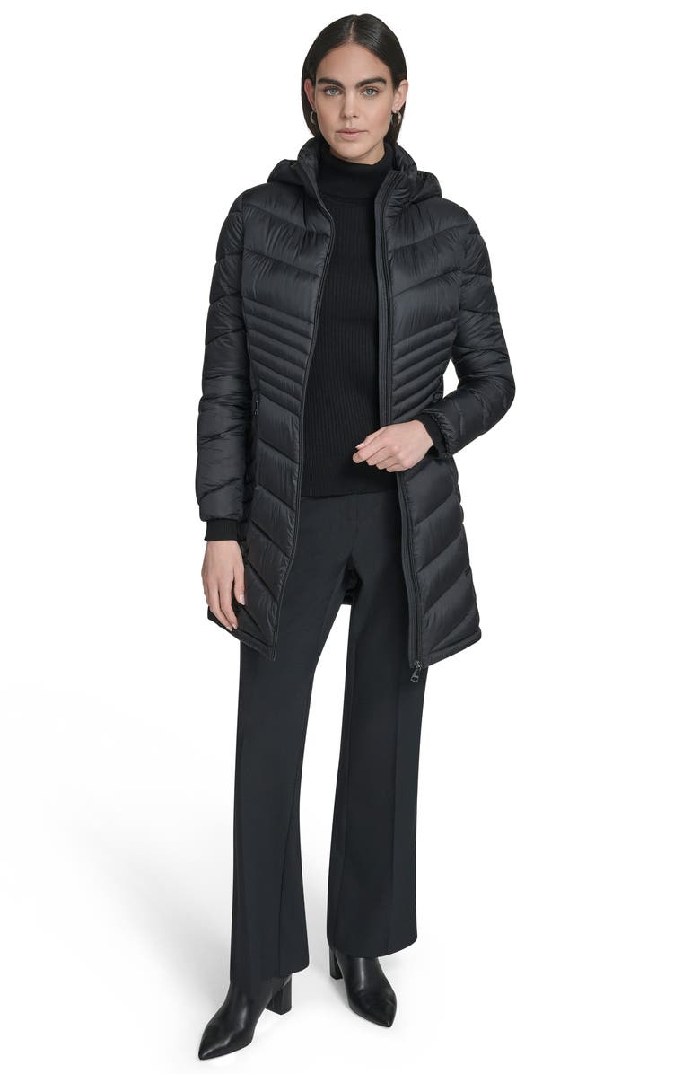Calvin Klein Water Resistant Chevron Quilted Puffer Jacket, Alternate, color, Black