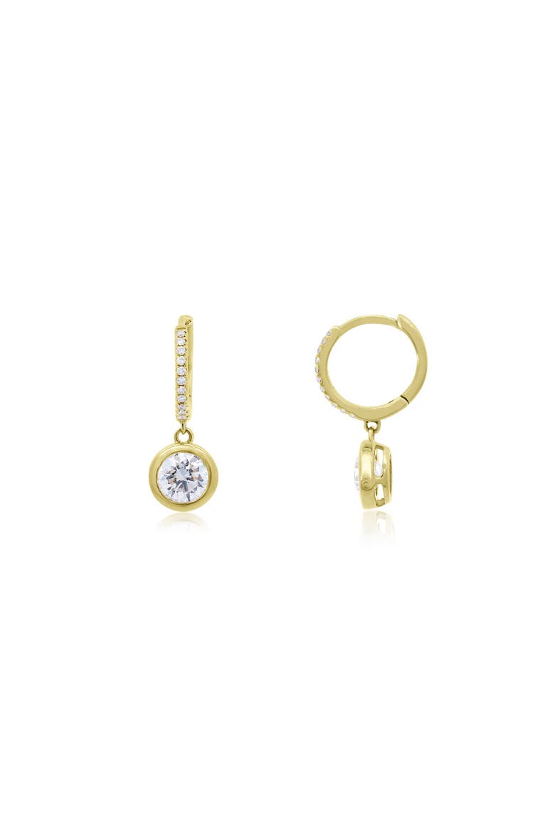 Lab Grown Diamond Round Bezel Drop Earrings, Main, color, 14K Yellow Gold